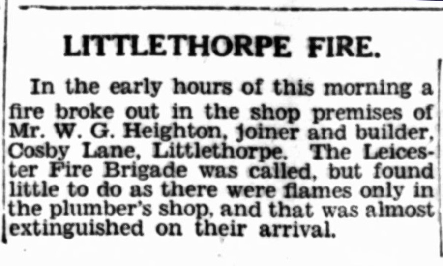 Heighton Sawmills Fire from the Leicester Evening Mail 23rd July 1929